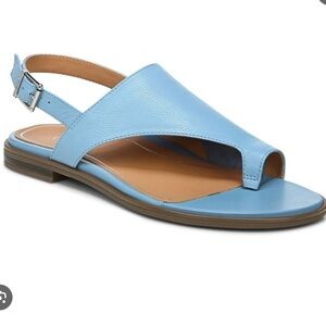 Vionic Ella Thong Sandal Shoe Leather Slingback Arch Support Sky Blue Size 5